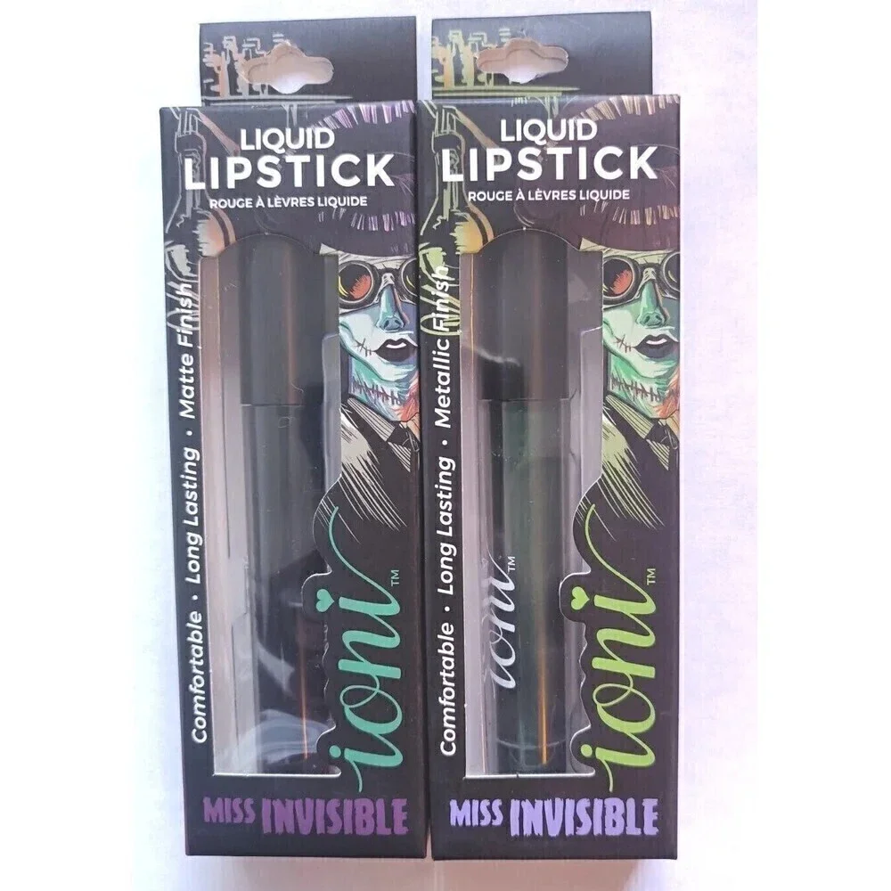 Ioni Liquid Lipstick Classic Horror Queens Miss Invisible Metallic Green & Black